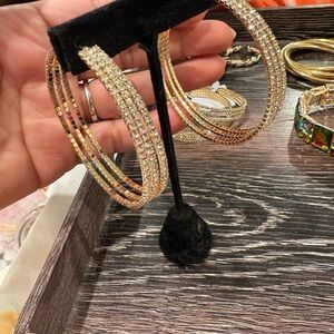 Gold and Silver Intricate Hoop Earrings